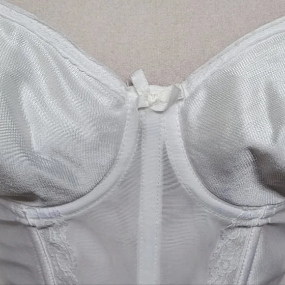 Merry Widow 60s Vintage White Corset Bustier Over Bust Longline Backless Bra 36B - Picture 5 of 11